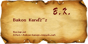 Bakos Kenéz névjegykártya